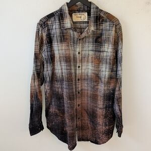 Angry Minnow Vintage Women's House Mormont Bleached Plaid Button Up Shirt XXL